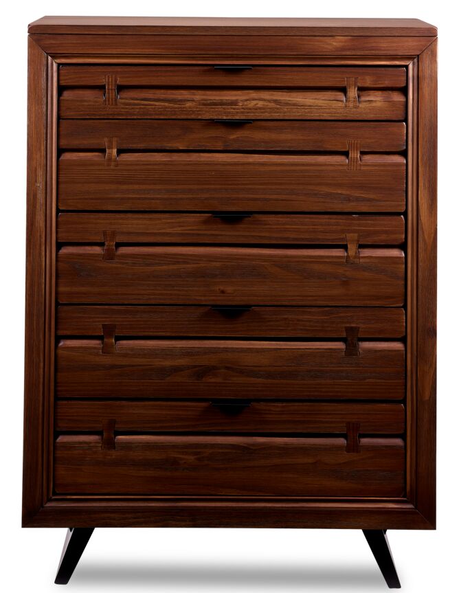 Camila 5-Drawer Chest - Rustic Brown