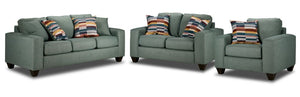 Cindy Ens. Sofa, causeuse et fauteuil - jade