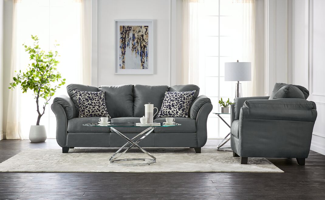 Collier Sofa and Chair Set - Dark Grey