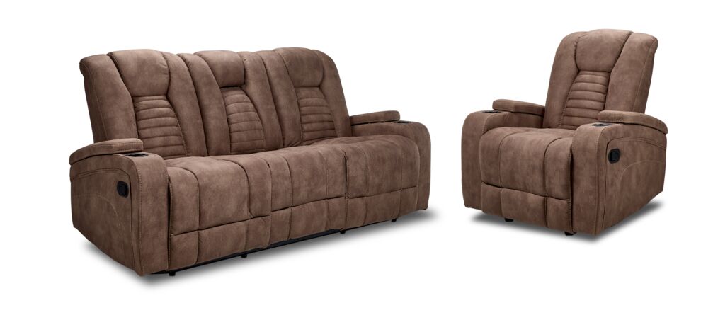 Dallas Reclining Sofa & Chair Set - Mocha
