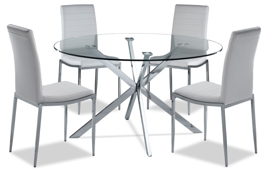 Darron 5 - Piece Round Glass Dining Table Set - White
