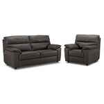 Toscana Leather Sofa and Chair Set - Dark Grey