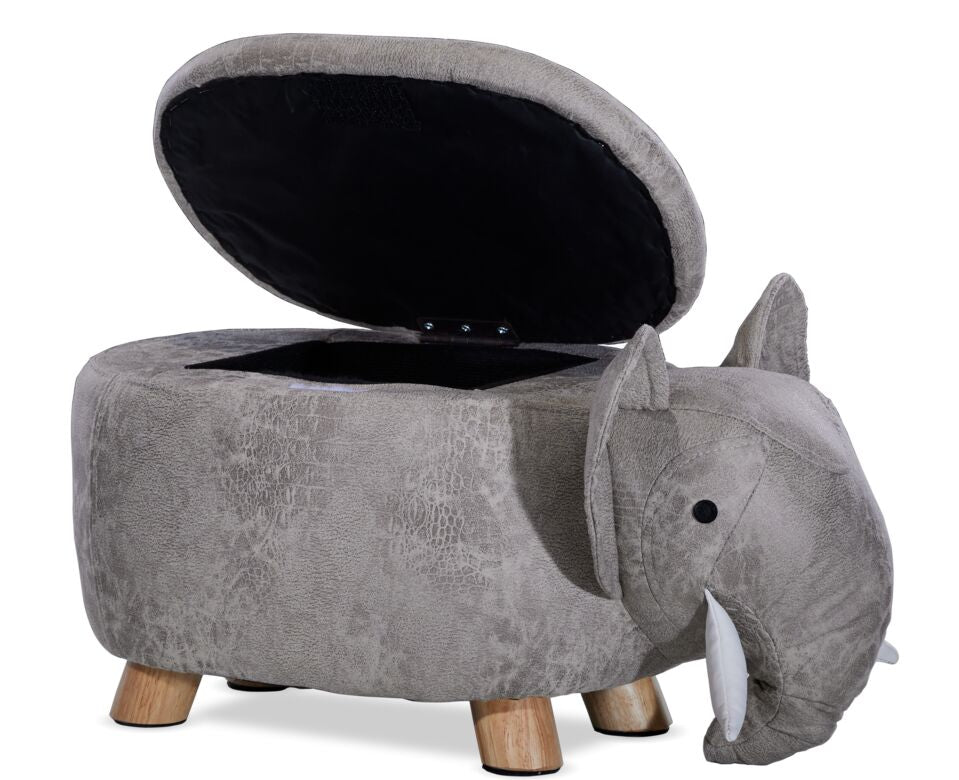 Elephant Storage Ottoman - Grey