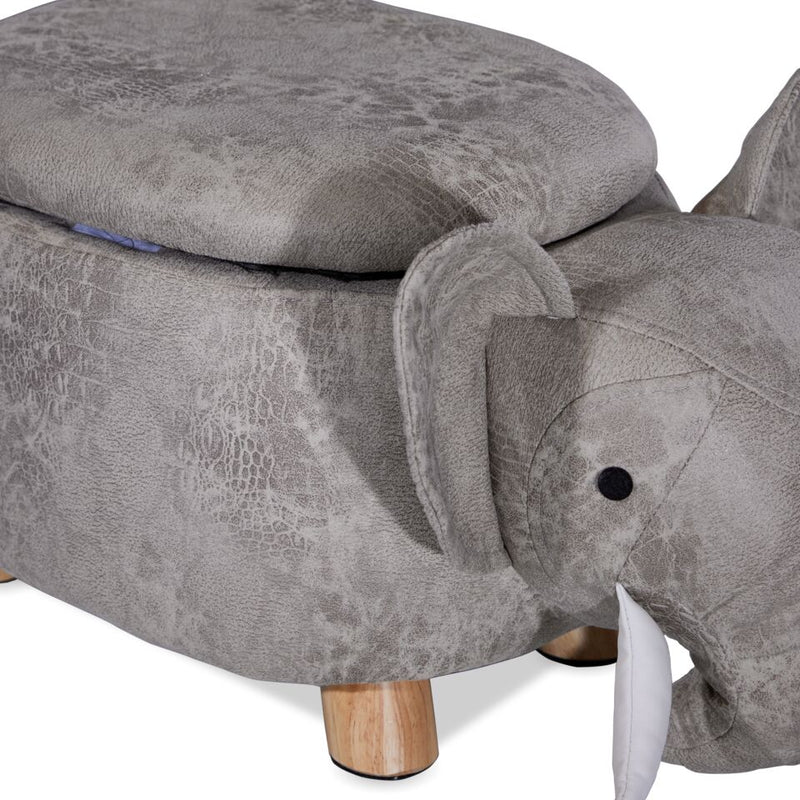 Tabouret-coffre Pour Enfant / Animaux - Forme éléphant - Rangement Intégré - Couleur Beige - Occasion Bon état