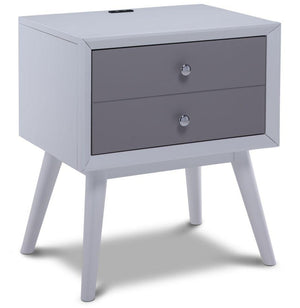 Elroy Table de nuit deux tons – blanc, gris