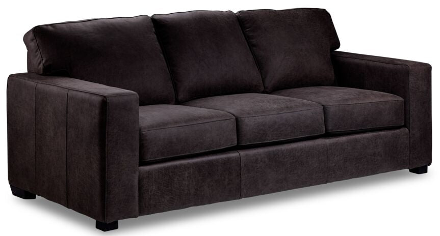 Enrico Leather Sofa - Slate