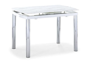Fino Table de salle à manger avec rallonge – faux marbre, chrome