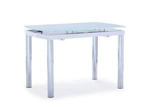 Fino Table de salle à manger avec rallonge – blanc, chrome