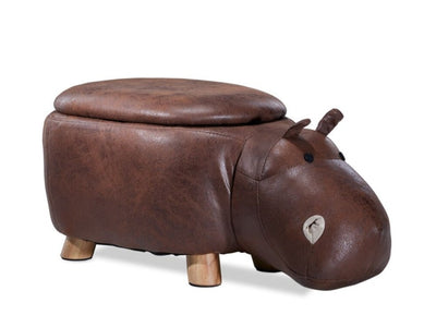 Tabouret de rangement hippopotame - brun