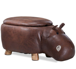Tabouret de rangement hippopotame - brun