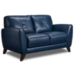 Kendra Leather Loveseat - Royal Blue