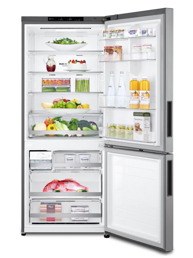 LG 28" 15 Cu. Ft. Platinum SilverCounter-Depth Bottom-Freezer Refrigerator with Door Cooling - LBNC15251V