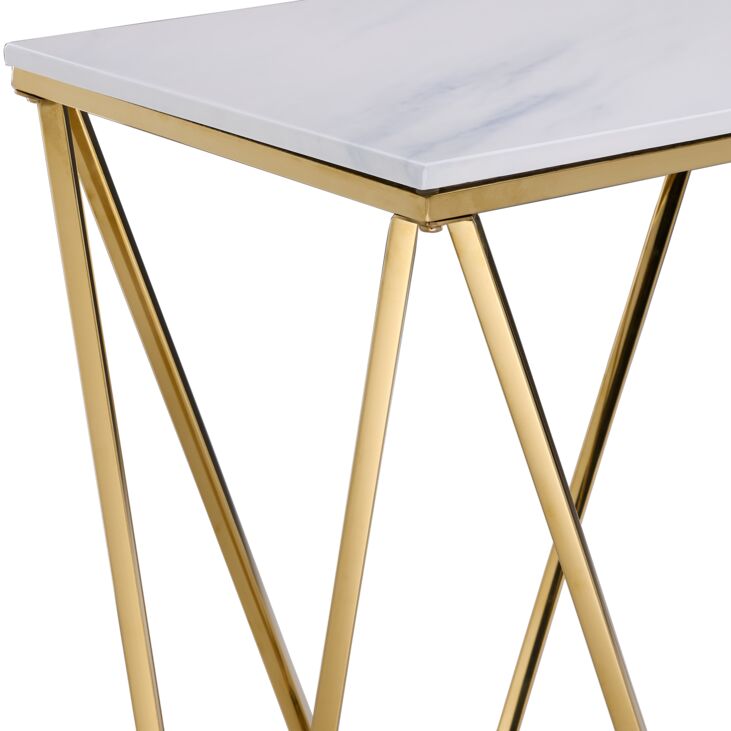 Lynn 48" Sofa Table - Marble and Gold