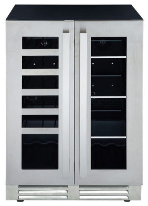 Marathon Refroidisseur à boissons avec porte à deux battants 5,0 pi³ à 2 zones 24 po acier inoxydable MBWC56-FDSS