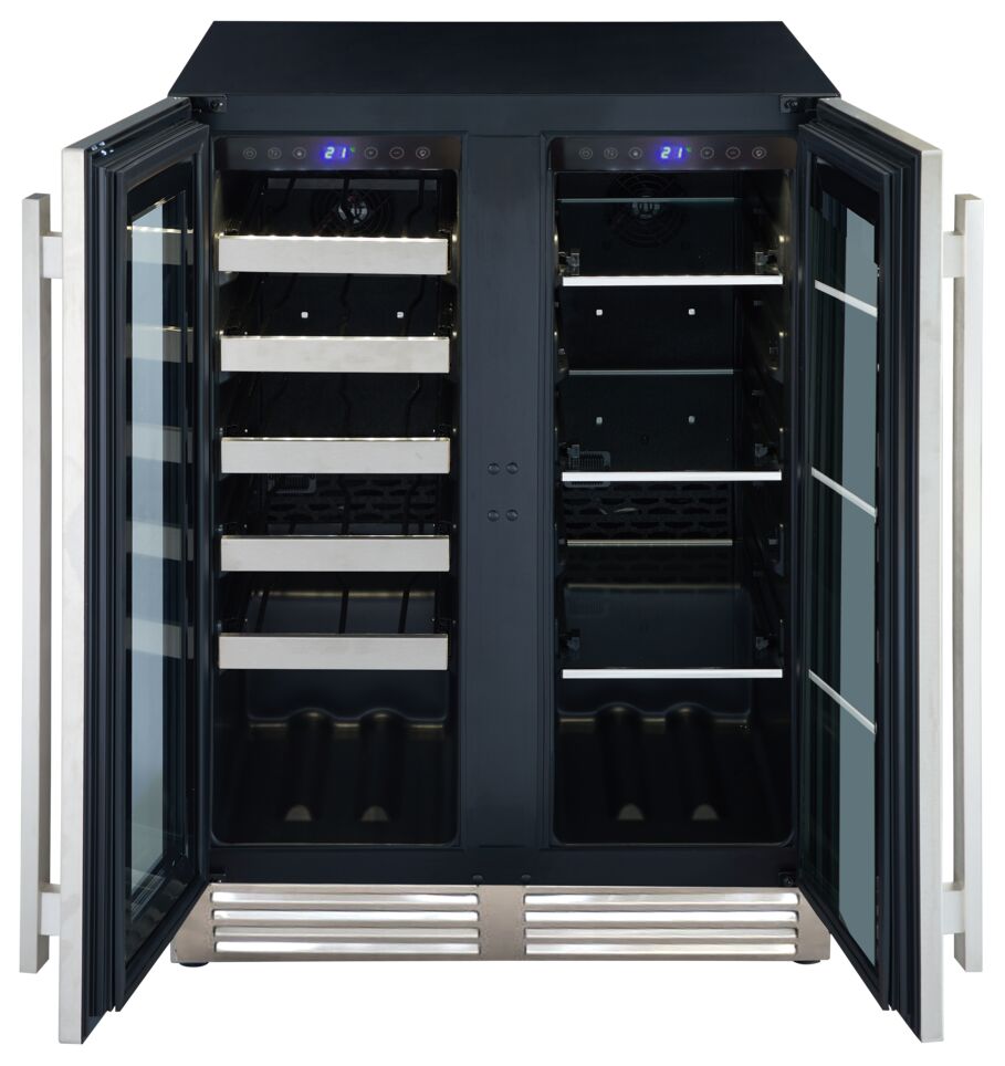 Marathon 24" Black Steel French Door Dual Zone Beverage Cooler (5.0 cu. ft.) - MBWC56-FDBLS