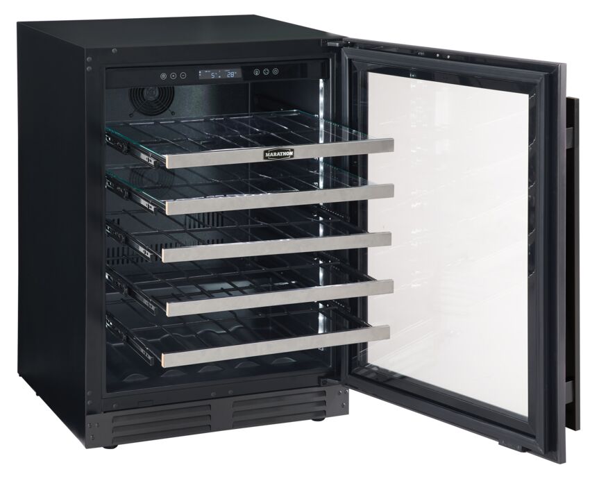 Marathon 24" Black Steel Single Zone Undercounter Convertible Wine/Beverage Cooler (5.4 cu.ft) - MBWC56-BLS