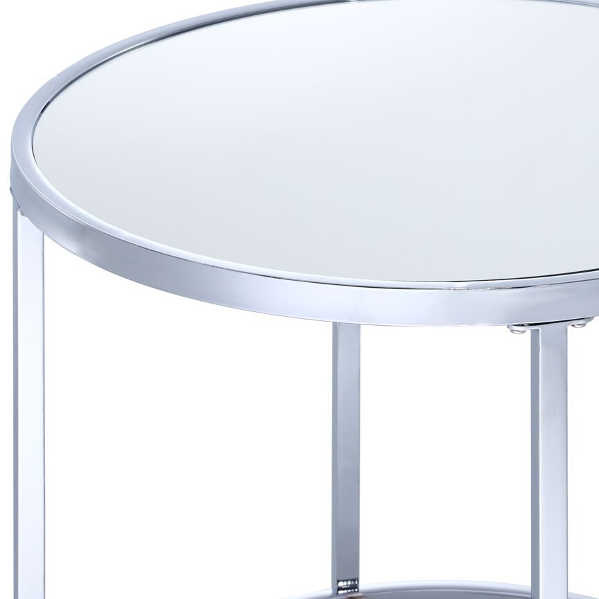 Mira 24" End Table - Mirrored Glass, Silver