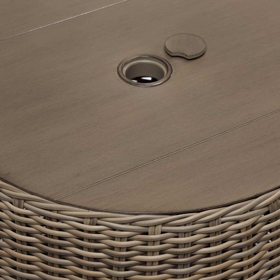 Monaco - 3-Piece Swivel Set With Round Table - Grey and Light Brown