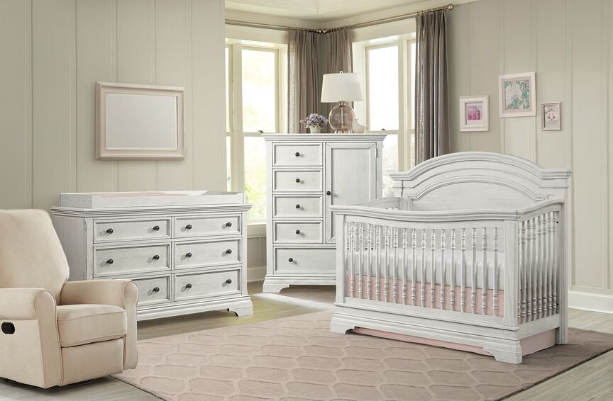 Olivia Arch Top Crib - Brushed White