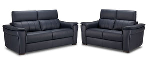 Orlando-Ray Ens. Sofa et causeuse en cuir - bleu