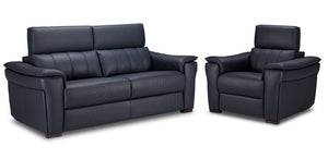 Orlando-Ray Ens. Sofa et fauteuil en cuir - bleu