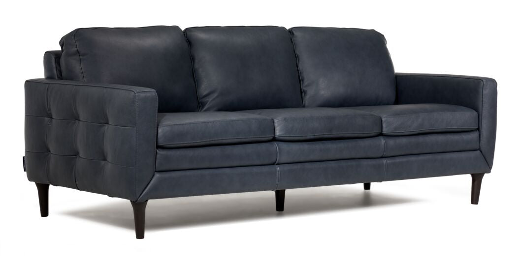 Oscar Leather Sofa and Loveseat Set -Blue