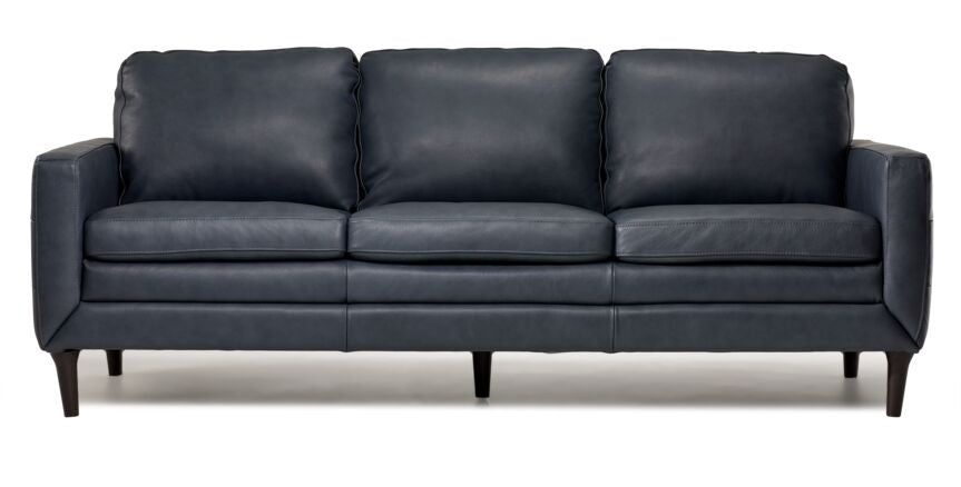 Oscar Leather Sofa-Blue