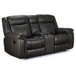 Plaza Leather Reclining Loveseat with Console - Grey