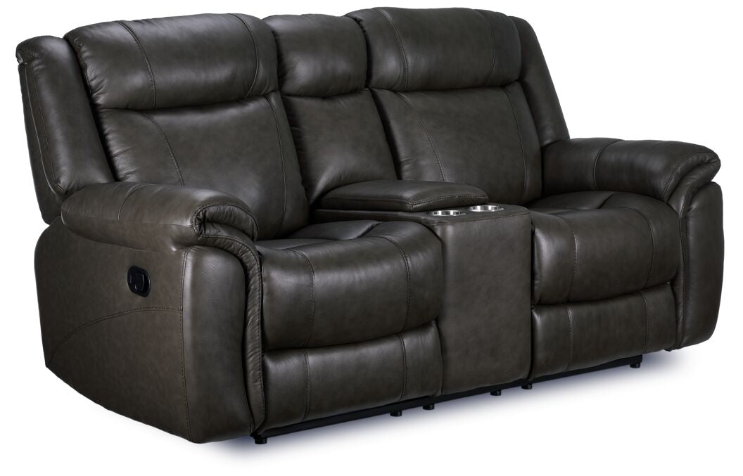 Plaza Leather Reclining Sofa, Loveseat and Rocker Recliner Set - Grey