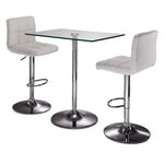 Roxanne 3-Piece Counter Height Rectangular Dining Set - Glass, Chrome, White