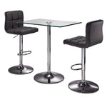 Roxanne 3-Piece Counter Height Rectangular Dining Set - Glass, Chrome, Grey