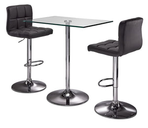 Roxanne Salle à manger 3 mcx rectangulaire hauteur bistrot - verre, chrome, gris