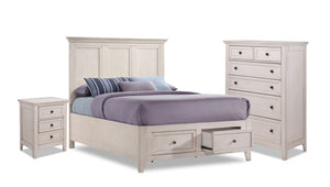 San Mateo Chambre à coucher avec rangement 5 mcx double – blanc antique