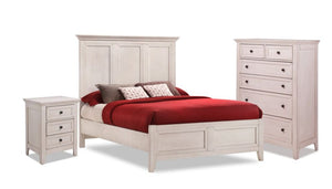 San Mateo Chambre à coucher 5 mcx double avec lit à panneau – blanc antique