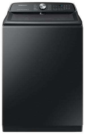 Samsung Laveuse à chargement par le haut 6,0 pi³ avec Super SpeedMC acier inoxydable noir WA52B7650AV/AC