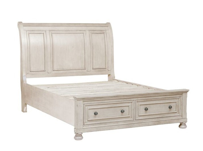 Windchester 3-Piece King Storage Bed - Antique White