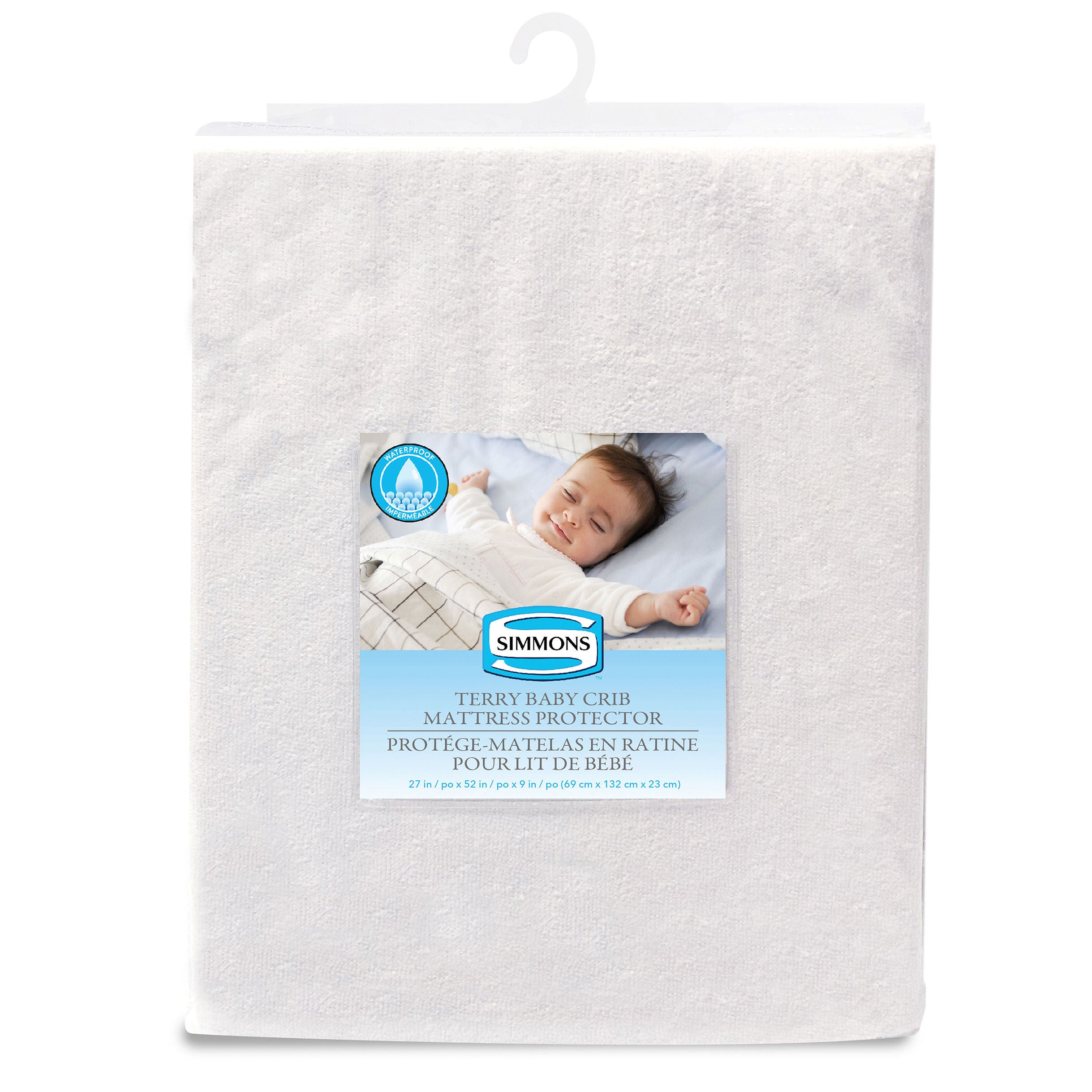 Simmons Waterprooof Terrycloth Crib Mattress Protector - White