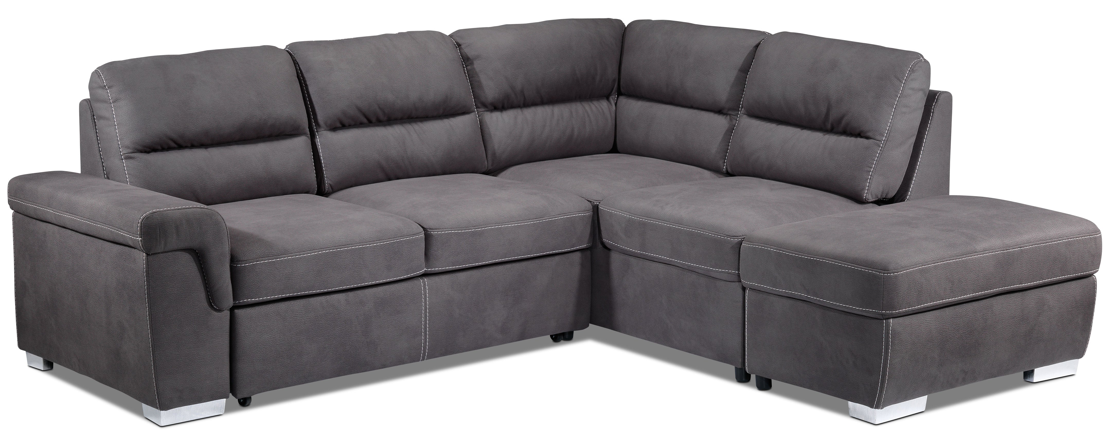 Simone 3-Piece Sectional with Left-Facing Pop-Up Bed - Charcoal