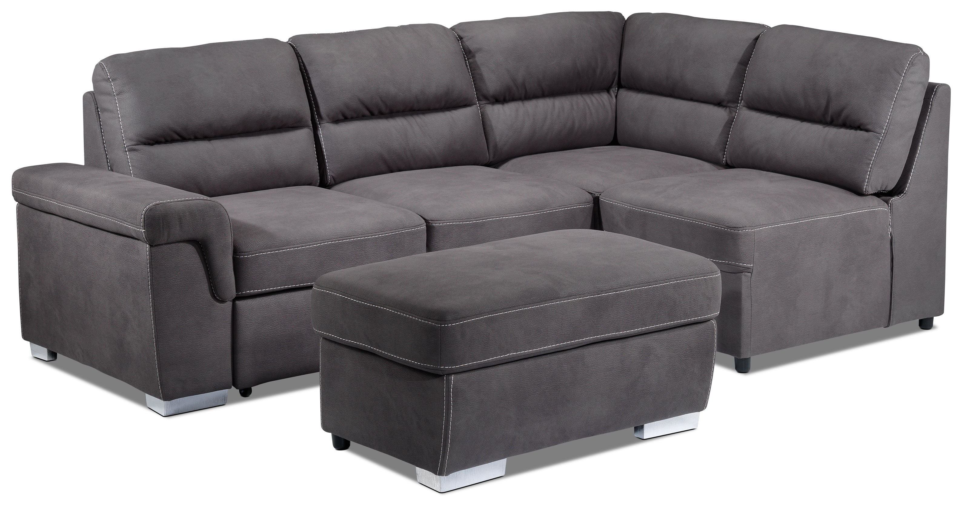 Simone 3-Piece Sectional with Left-Facing Pop-Up Bed - Charcoal