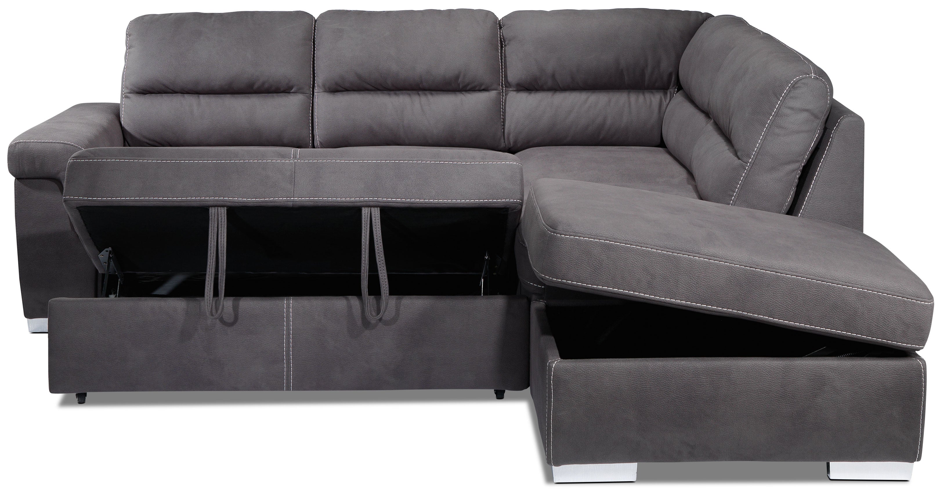 Simone 3-Piece Sectional with Left-Facing Pop-Up Bed - Charcoal