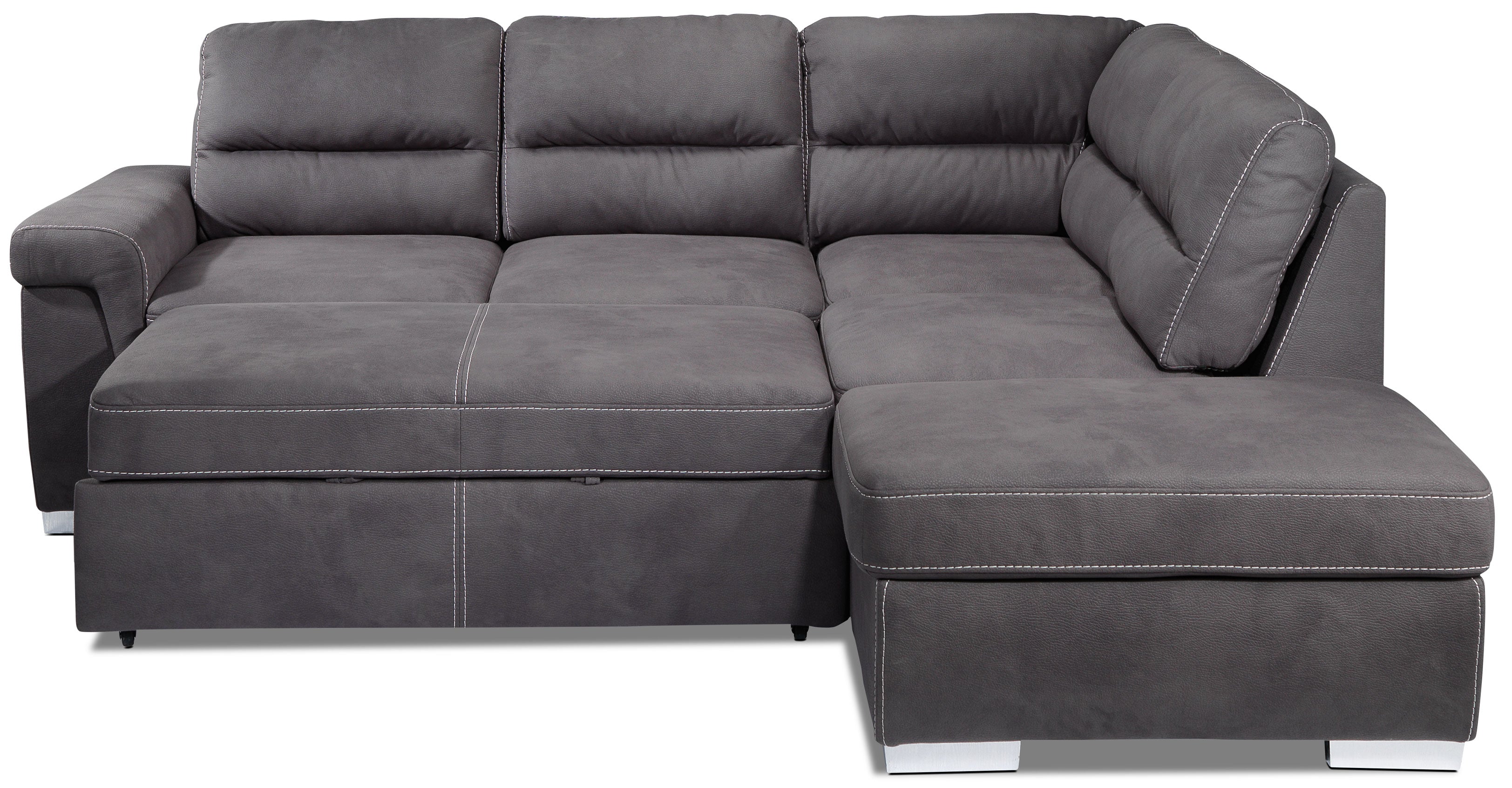 Simone 3-Piece Sectional with Left-Facing Pop-Up Bed - Charcoal