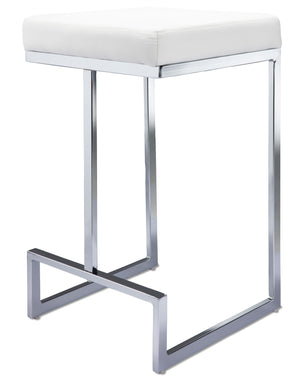 Skyline Tabouret hauteur bistrot – blanc, chrome
