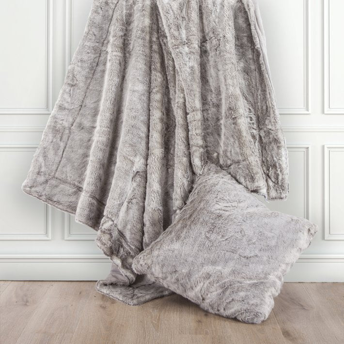 Bonsu Faux Fur Throw - Grey