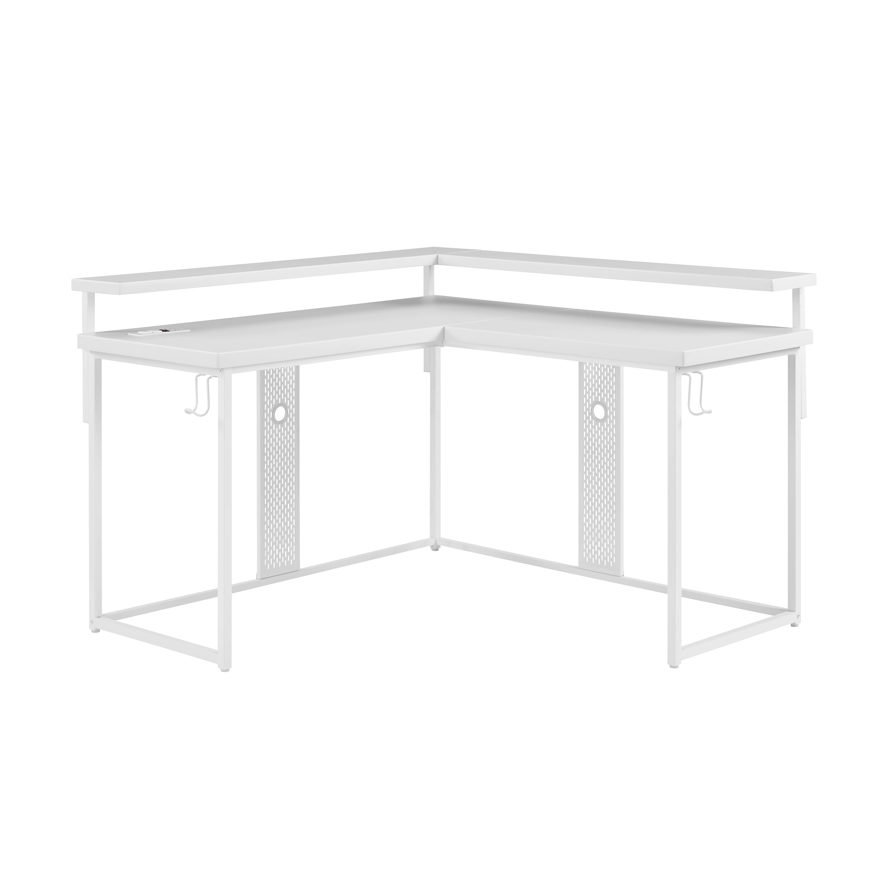 Vega L-Shape Gaming Desk - White-on-White