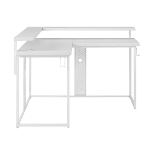 Vega Bureau d'ordinateur en L – blanc sur blanc
