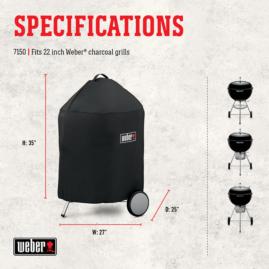 Weber Black Premium Grill Cover - 22" Charcoal Grills - 7150