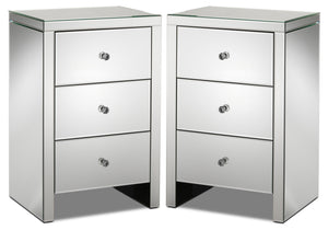 Illusion Ens. 2 tables de nuit - verre miroir