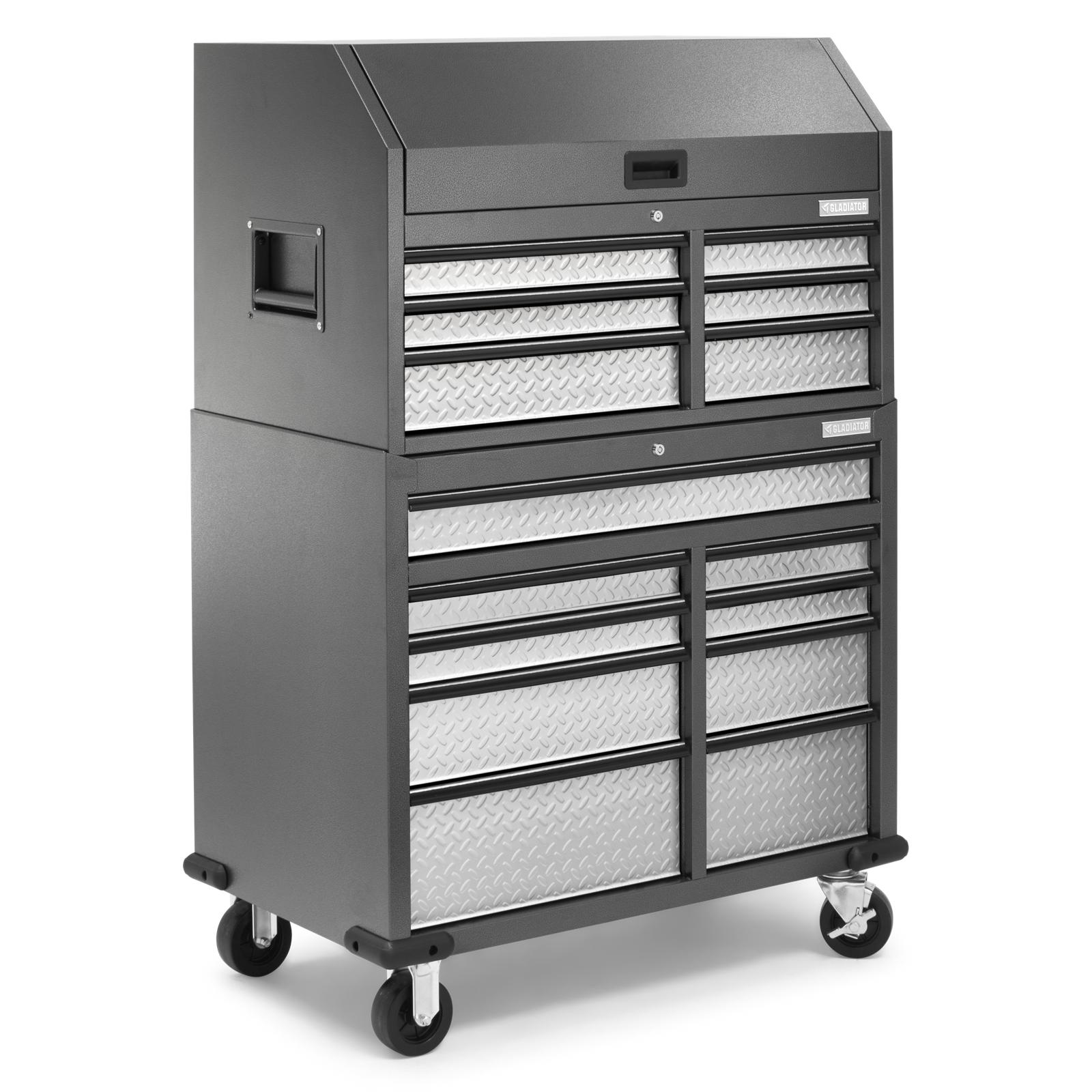 Gladiator Silver Tread Premier 41 inch 15-drawer Mobile Tool Chest Combo - GATC4115JG
