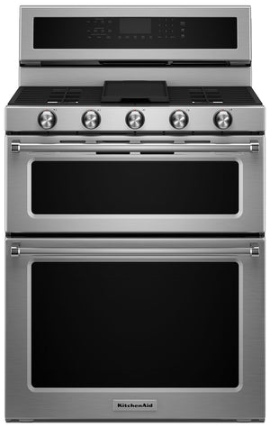 KitchenAid Cuisinière bi-combustion 6,7 pi³ à four double à convection inox KFDD500ESS