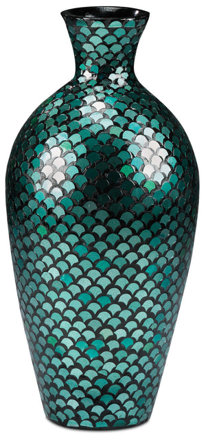 Aida Grand vase 23 po - bleu et vert